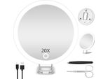 Jadazror Specchio Compatto A Led, Specchio Luminoso Con Ingrandimento 20X, Ingrandimento Da Viaggio 15 Cm, Regalo Portatile Illuminato Ricaricabile