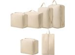 Organizzatore Di Valigie Beige, Cubi Di Imballaggio A Compressione, Cubi Di Imballaggio, Cubi Di Imballaggio A Compressione, Il Design A Compressione Consente Di Risparmiare Spazio Nei Bagagli (Set Da 6 Pezzi).