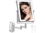 Specchio Cosmetico Ricaricabile Famihomii - Illuminazione A Led, Make-Up 1/10X Ingrandimento Batteria Interruttore, Oscuramento Rasatura 360° Montaggio A Parete