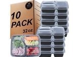 Contenitore A 3 Scomparti Meal Prep - Bento Lunch Boxes, Bpa Free Riutilizzabile Per La Conservazione Degli Alimenti Con Coperchio Ermetico, Congelatore, Microonde E