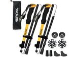 Huining Bastoncini Da Trekking | Telescopici Pieghevoli Nordic Walking Donne Uomini Trekking Ultraleggeri Alluminio Molti Accessori 115-135 Cm Giallo