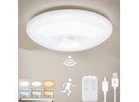 1 X Sensore Di Movimento Della Plafoniera Led Ricaricabile Via Usb, Telecomando A Batteria Dimmerabile, 3000-6000 K, 4000 Mah, Bianco, Vite Rotonda Per Luce Wireless