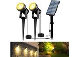Faretto Solare Da Esterno T-Sunus, Luce Da Giardino, Proiettore, Accensione/Spegnimento Automatico, Impermeabile IP65, 2 Modalità Di Luminosità, 3000 K, Bianco Caldo Da Giardino, Giardino,