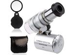 Kingmas Mini 60X Microscopio Led, Microscopio Tascabile Con Lente D'ingrandimento Per Gioielliere Regolabile Con Luce Uv 10X Lente D'ingrandimento Tascabile