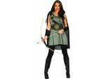 Arciere Medievale Principessa Costume Cappotto Cappuccio Cintura Armi Carnevale Fantasia Eroe Ruolo, Taglia: 38 - 40 (M) Colore: Grigio
