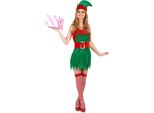 Costume Da Elfo Natalizio Da Donna Rosso-Verde - M/L