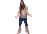 Costume Hippie Psichedelico Anni '60 Viola E Colorato - Taglia Unica (42)