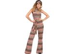 Costume Da Donna Anni '70 In Stile Retrò Rosso-Beige - Xl