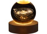 Luce Notturna Della Sfera Di Cristallo, Luce Del Globo Di Cristallo, Lampada Della Sfera Di Cristallo, Luce Della Sfera Di Cristallo 3D, Luce Della Sfera Di Cristallo Con La Base Di Legno