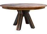 Casa Padrino Esstisch Dunkelbraun / Schwarz Ø 150 x H. 77 cm - Luxus Esszimmermöbel
