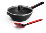Wok Woll Made In Germany "Logic Xr", Schwarz, H:10Cm Ø:24Cm, Pfannen, Wok, Ø 24, Inkl. Deckel Und Wok-Wender, Induktion