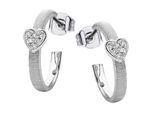 Paar Creolen Firetti "Schmuck Geschenk Silber 925 Ohrschmuck Ohrringe Herz", Silberfarben, Kristallweiß, Kristallweiß, Ohrringe, Damen, 20Mm, Silber 925 (Sterlingsilber), Mit Zirkonia (Synth.)