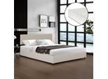 Letto Imbottito 'Juva' Matrimoniale Con Rete A Materasso E Rete A Doghe Pieghevole 180 X 200 Cm Cord Beige