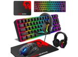 Tastiera Da Gioco, 60% Cablata, Compatta, 61 Tasti, 11 Effetti Luce Rgb Con Tasti Pieni, Anti-Ghosting, Mouse Da Gioco Cablato, 2400 Dpi
