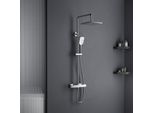 Set Completo Di Rubinetteria Per Doccia, Doccia A Pioggia Con Termostato, Sistema Doccia Con Termostato, Doccia A Pioggia Regolabile In Altezza 80-115Cm, Sistemi Doccia Con Soffione