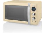 Microonde Digitale 20L, 5 Livelli Di Potenza, Funzione Scongelamento, Timer 60 Minuti, Porta Con Effetto Specchio, Piatto Girevole 27Cm, Design Vintage, Crema, 800W