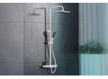 Sistema Doccia Con Termostato BS371 Bianco Opaco, Doccia A Pioggia Sistema Doccia, Soffione Con Ugelli Anticalcare, Asta Doccia Regolabile In Altezza Colore Bianco/Swaz