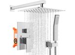 Set Miscelatore Doccia Argento, Set Doccia Con Doppia Funzione, Set Soffione Doccia In Acciaio Inox, Set Miscelatore Doccia Con Soffione A Pioggia E Doccetta