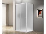 Ugga Cabina Doccia Rettangolare 1100X800Mm, Vetro Mattone, Bianco