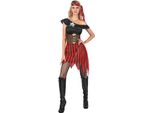 Costume Da Pirata Caldo Da Donna Nero-Rosso-Bianco - S