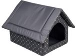 Elegante Grotta Per Cani, Casa Per Cani | Taglia M: 33 X 40 X 33 Cm | Colore: Nero - Motivo: Zampe