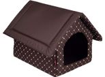 Elegante Grotta Per Cani, Casa Per Cani | Taglia M: 33 X 40 X 33 Cm | Colore: Marrone - Motivo: Zampe.