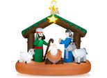 Costway Presepe Gonfiabile 180 Cm, Decorazione Natalizia Con Luci Led, Rievocazione Della Nascita Di Gesù, Luci Natalizie, Decorazione Natalizia