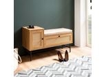 Wohnling Panca Per Scarpe Con Seduta 100X60X38 Cm Panca Per Armadio Panca Decorativa In Rovere Panca Piccola In Rattan Panca Imbottita Corridoio Stretto Con Spazio Di Archiviazione Panca Per Corridoio