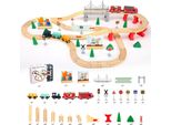 Trenino In Legno - Set Di Binari E Accessori 72 Pezzi - Compatibile Con Binari In Legno - Giocattolo Per Bambini - Idea Regalo - Bianco