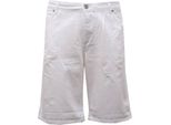 0280AH Bermuda Uomo OVER-D White Denim Distressed Shorts Man