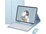 Inf Custodia Tastiera Bluetooth Azzurro Cielo + Mouse Per Galaxy Tab S7 Fe