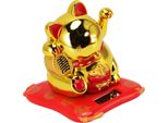 Solare Powered Waving Cat Wealth Welcoming Solare Carino Happy Lucky Cat Fortune Cat Statua Ornamento Per La Casa Auto Decor Benedizione Borsa Oro