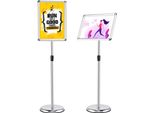 Stand Informativo Costway A3 Regolabile In Altezza, Set Di 2 Stand Informativi, Stand Per Poster Girevole E Orientabile, Stand Di Presentazione Con Tappo Per Clienti Argento