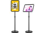 Stand Informativo Costway A3 Regolabile In Altezza, Set Di 2 Stand Informativi, Stand Per Poster Girevole E Orientabile, Stand Di Presentazione Con Tappo Per Clienti Nero