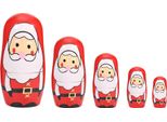 Matrioska Natalizia, Dipinta A Mano, Babbo Natale In 5 Pezzi, Matrioska In Legno, Decorazione Natalizia