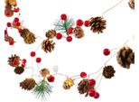 Fiaccole A Led Con Pigne, Bacche E Campanelle, 2M 20LED, Per Decorazioni Natalizie Da Interno/Esterno