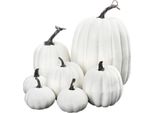 Zucche Artificiali, 7 Pezzi, Bianche, In Schiuma, Per Decorazioni Da Tavola Per Halloween E Il Ringraziamento