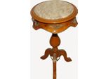 Tavolino Barocco Modello Mogano Marrone Chiaro Con Piano In Marmo 70 X 42 Cm