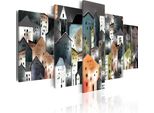 Quadro Su Tela Astratto 200X100 Cm In Tessuto Non Tessuto 5 Pezzi Stampa D'arte Moderna Arte Murale Xxl Decorazione Murale Design Quadro Murale - Città Architettura Case 0102-1