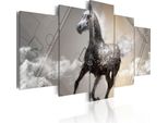 Quadri Su Tela 200X100 Cm 020116- 32 Quadro Su Tela Non Tessuta 5 Pezzi Stampa D'arte Moderna Arte Murale Xxl Decorazione Murale Design Quadro Murale Cavallo Abstratto
