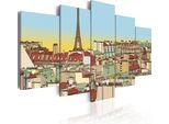 Quadro Su Tela Astratto 200X100 Cm In Tessuto Non Tessuto 5 Pezzi Stampa D'arte Moderna Arte Murale Xxl Decorazione Murale Design Quadro Murale - Francia Parigi Architettura 020119-14