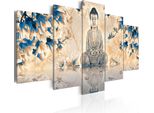 Quadri Su Tela 200X100 Cm 020113- 243 Quadro Su Tela Non Tessuta 5 Pezzi Stampa D'arte Moderna Arte Murale Xxl Decorazione Murale Design Quadro Murale Buddha