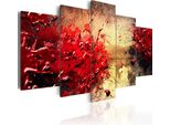Quadro Su Tela Astratto 200X100 Cm In Tessuto Non Tessuto 5 Pezzi Stampa D'arte Moderna Arte Murale Xxl Decorazione Murale Design Quadro Murale - Rosso Beige 020201-12