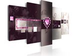 Quadro Su Tela Astratto 200X100 Cm Quadro Su Tela Non Tessuta 5 Pezzi Stampa D'arte Moderna Arte Murale Xxl Decorazione Murale Design Quadro Murale - Ornamento Cuore Magnolia Perle Vintage 020101-181