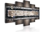 Quadro Su Tela Astratto 200X100 Cm In Tessuto Non Tessuto 5 Pezzi Stampa D'arte Moderna Arte Murale Xxl Decorazione Murale Design Quadro Murale - Stelle Effetto Legno 020101-155