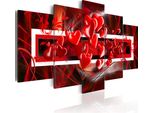 Quadro Su Tela Astratto 200X100 Cm Quadro Su Tela Non Tessuta 5 Pezzi Stampa D'arte Moderna Arte Murale Xxl Decorazione Murale Design Quadro Murale - Cuore D'amore Ornamento Rosso 020101-154