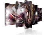 Quadro Su Tela Buddha 200X100 Cm In Tessuto Non Tessuto 5 Pezzi Stampa D'arte Moderna Arte Murale Xxl Decorazione Murale Design Quadro Murale - Ornamento Misto Foglie Astratto 020113-285