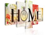 Quadri Su Tela 200X100 Cm 020115- 69 Quadro Su Tela Non Tessuta 5 Pezzi Stampa D'arte Moderna Arte Murale Xxl Decorazione Murale Design Quadro Da Parete Home Flowers Clock