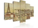 Quadro Su Tela Astratto 200X100 Cm In Tessuto Non Tessuto 5 Pezzi Stampa D'arte Moderna Arte Murale Xxl Decorazione Murale Design Quadro Murale - Francia Parigi Schizzo 020119-17