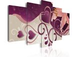 Quadro Su Tela Astratto 200X100 Cm In Tessuto Non Tessuto 5 Pezzi Stampa D'arte Moderna Arte Murale Xxl Decorazione Murale Design Quadro Murale - Cuore Fiori Lucido 020110-96